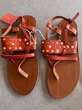 Mossimo Supply Co. Tan Brown Studded Leather Sandals